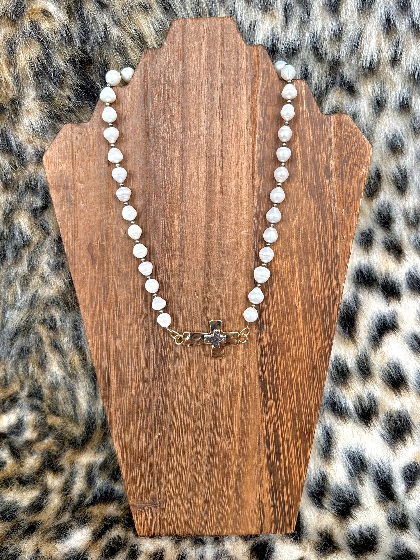 Mixed Metal Cross Necklace