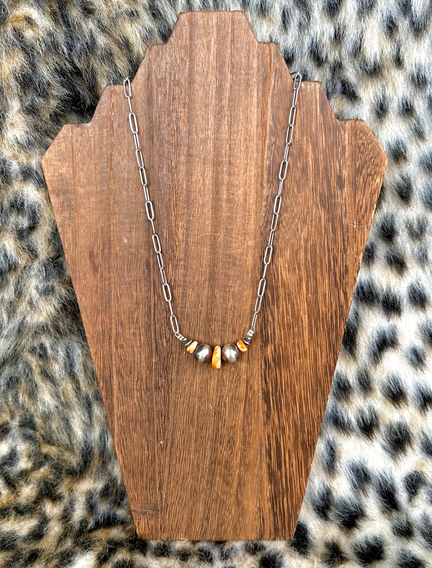Orange Spiny Bar Necklace
