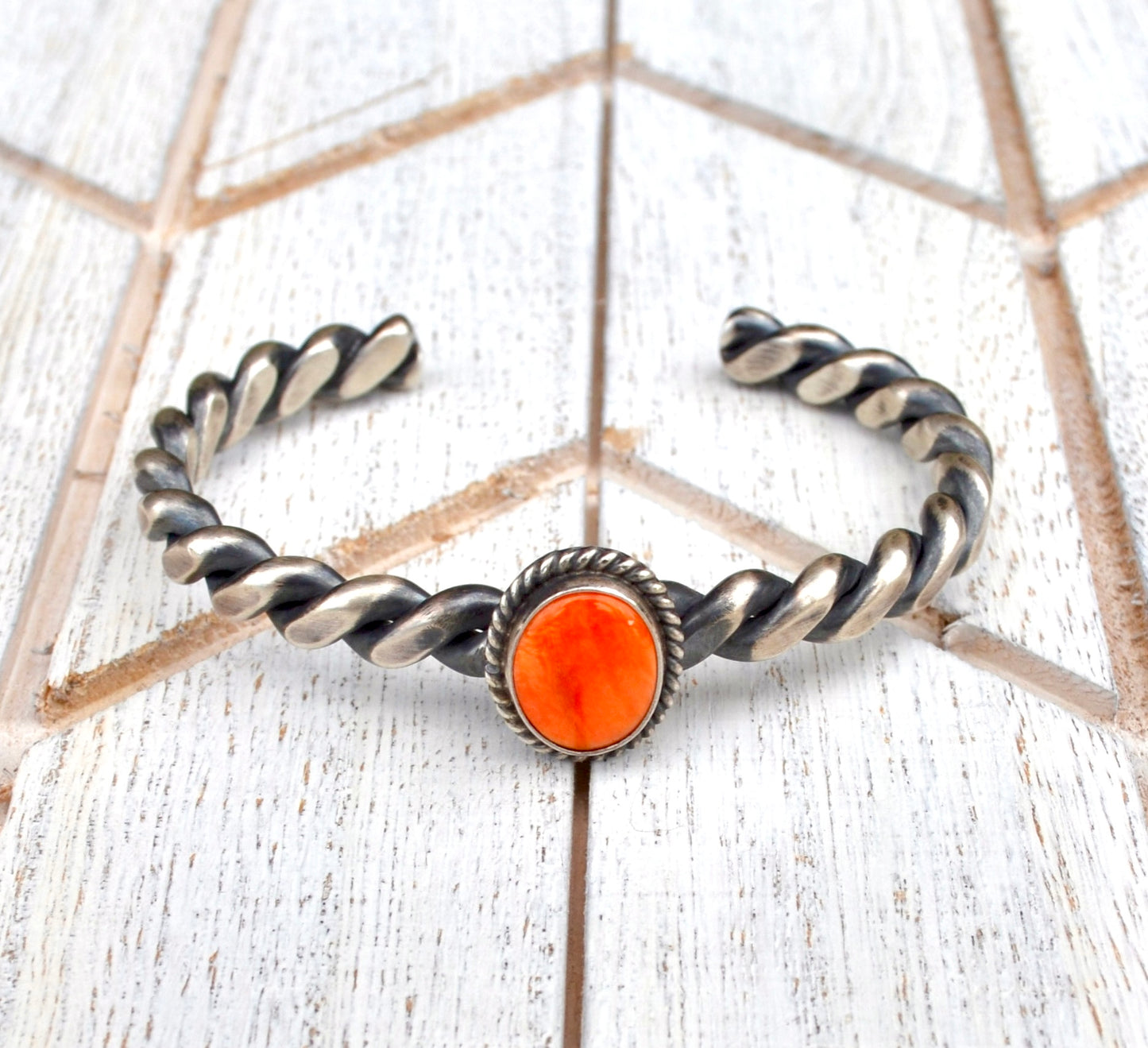Orange Spiny Twisted Cuff