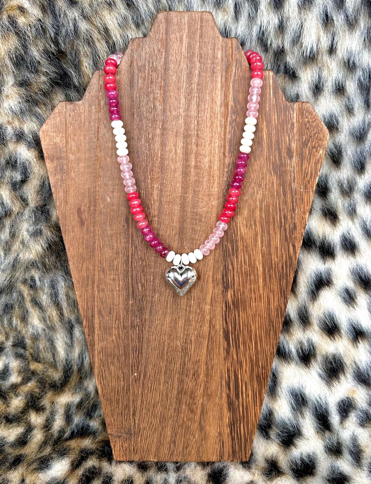 Pink Opal Heart Necklace