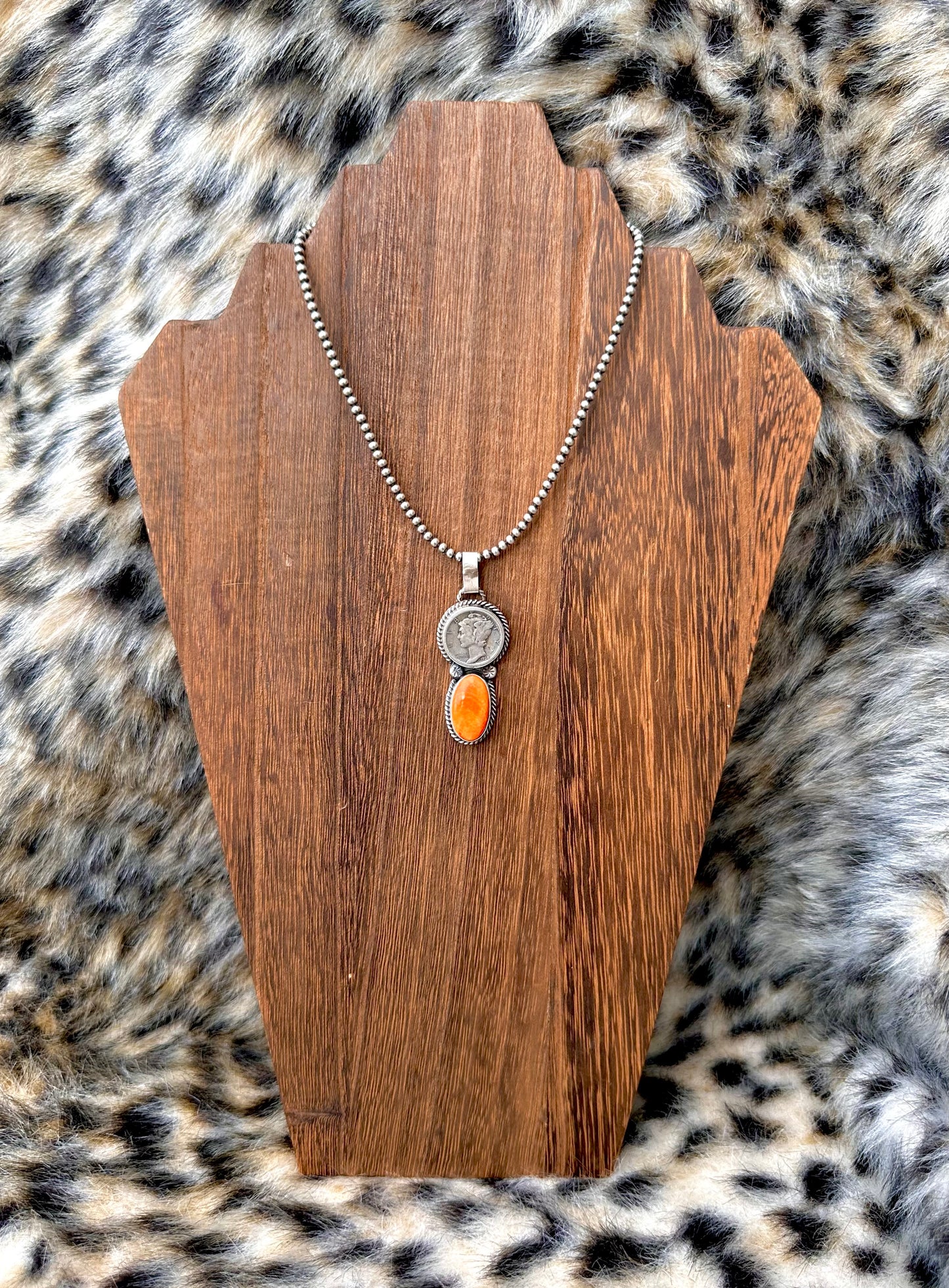 Orange Spiny Liberty Dime Pendant