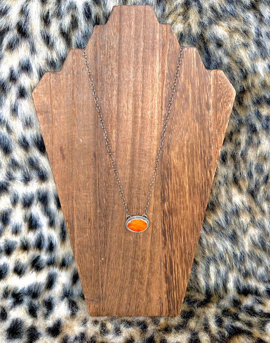 Orange Spiny Stone Necklace