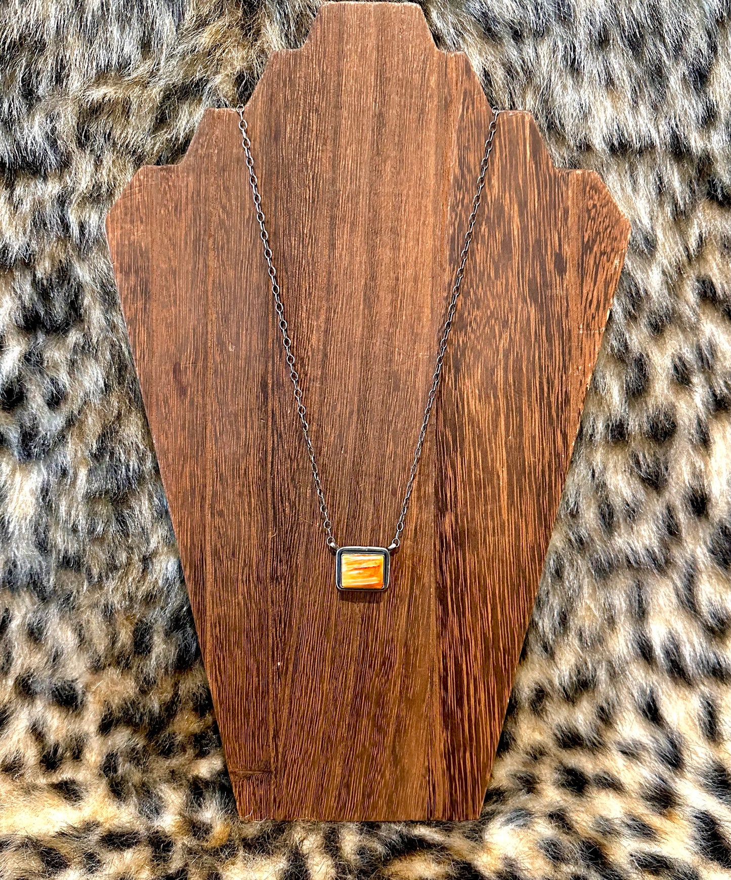 Orange Spiny Bar Necklace