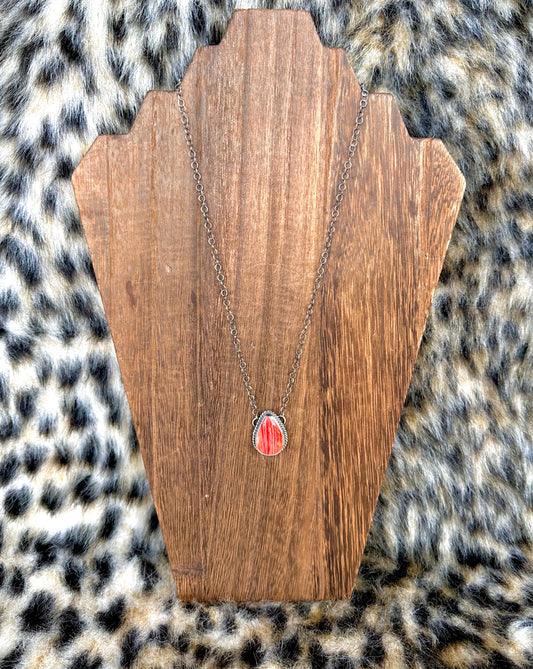 Red Spiny Stone Necklace