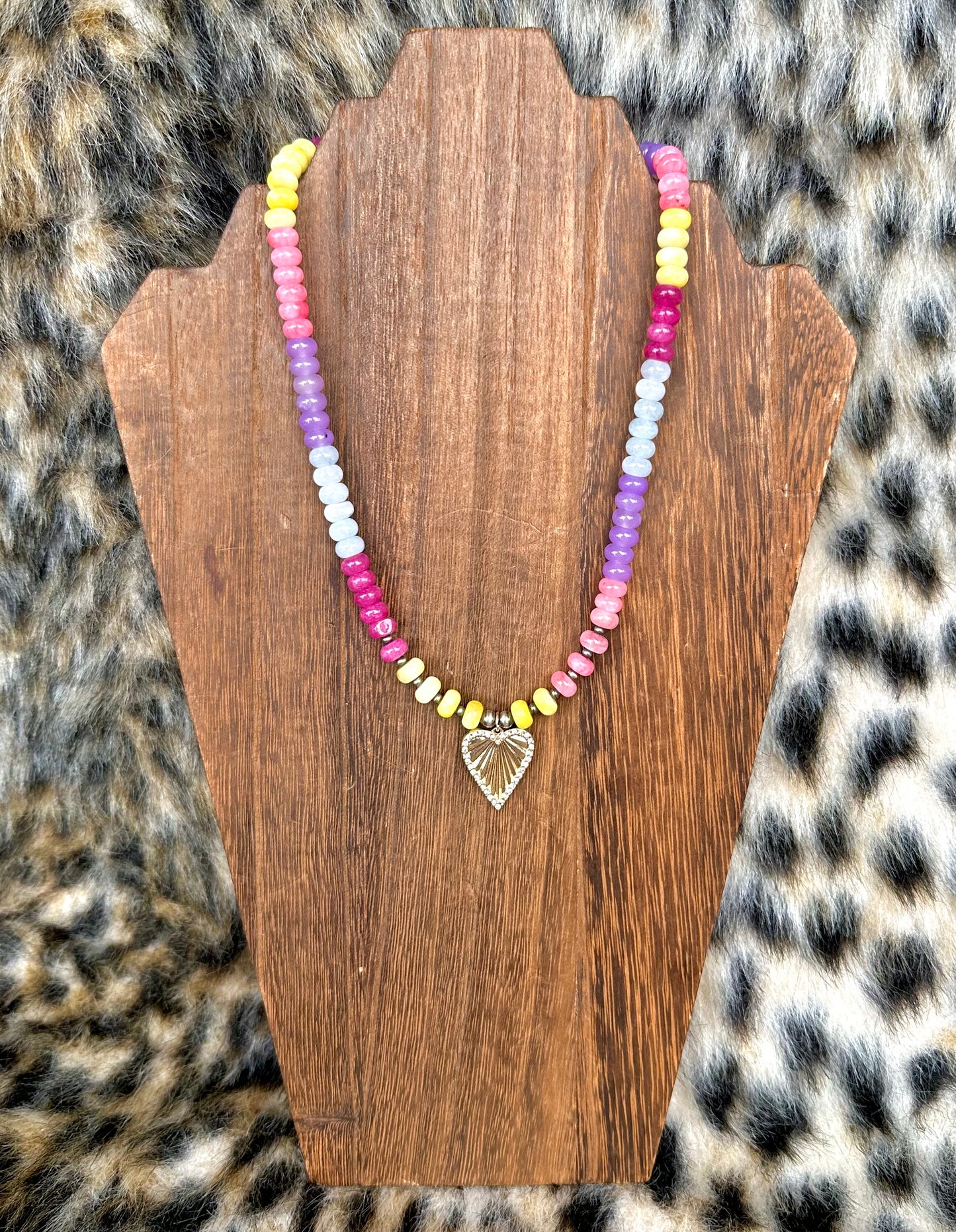 Mixed Opal Heart Necklace