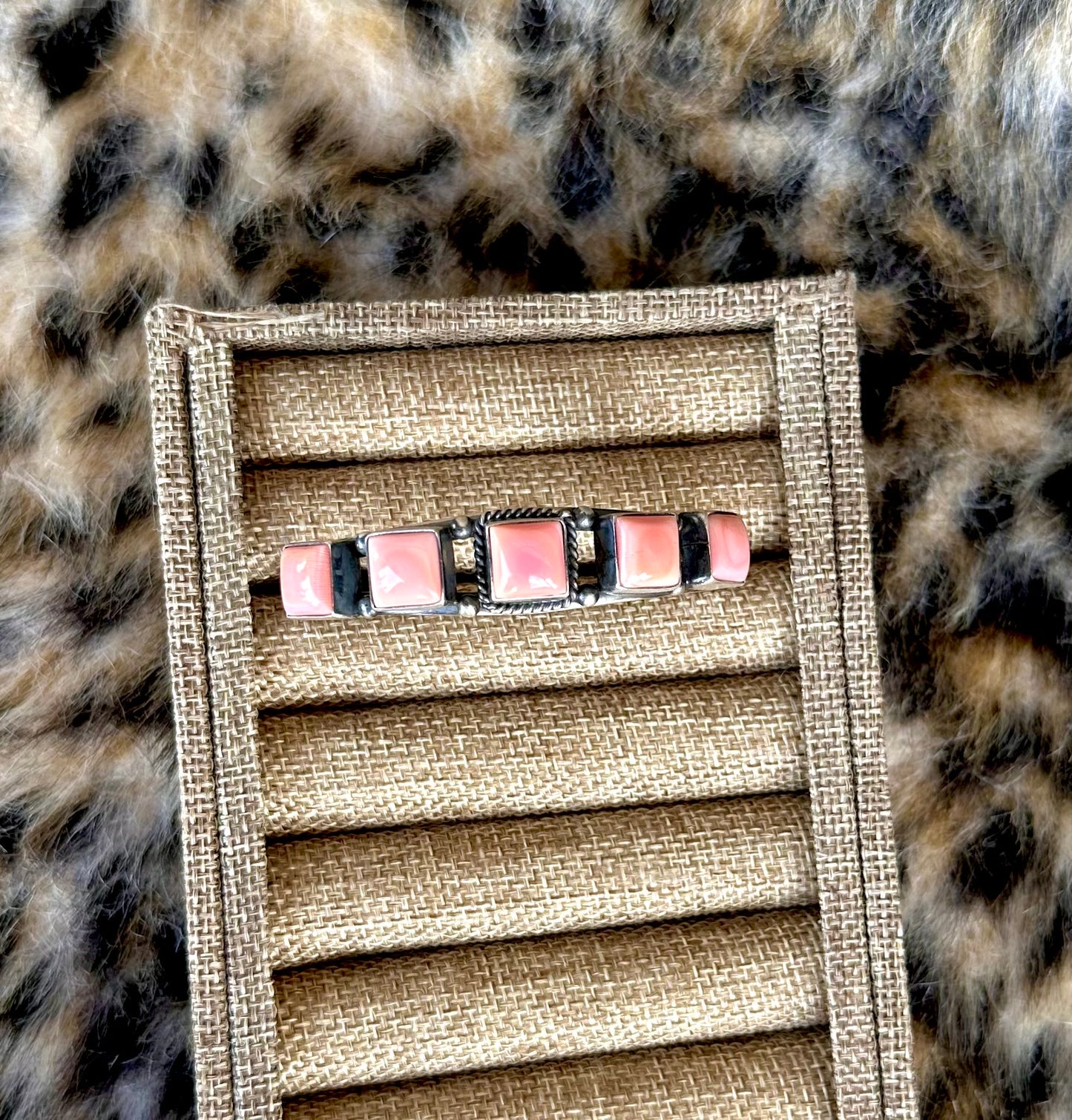 5 Stone Pink Conch Cuff