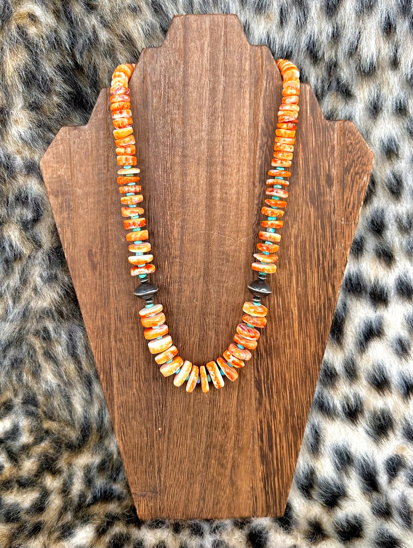 Orange Spiny + Kingman Necklace