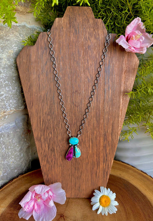Multi Stone Cluster Necklace