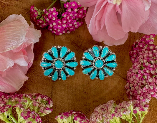 Kingman Turquoise Cluster Studs