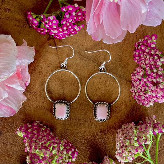 Pink Conch Hoop Dangles